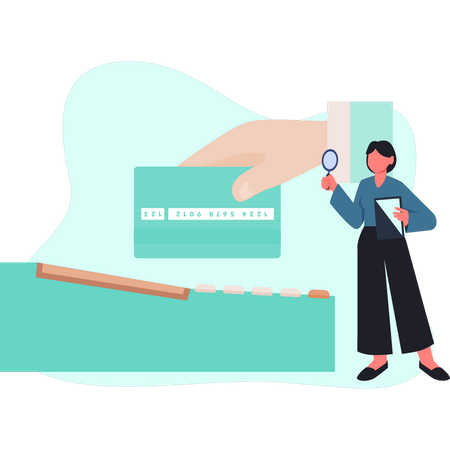 Une fille cherche une carte de crédit  Illustration