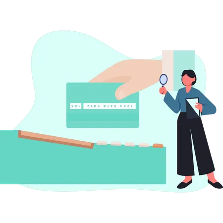 Une fille cherche une carte de crédit  Illustration
