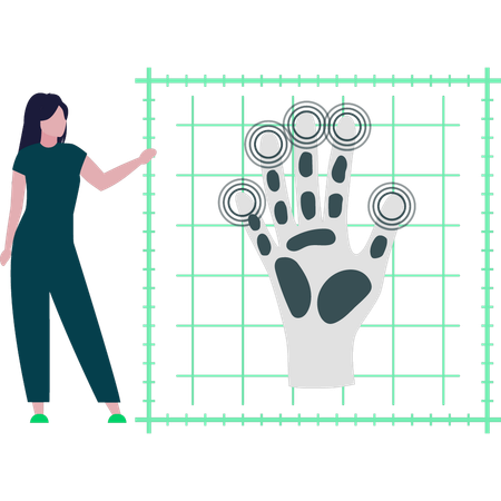 Fille regardant la numérisation dempreintes digitales  Illustration