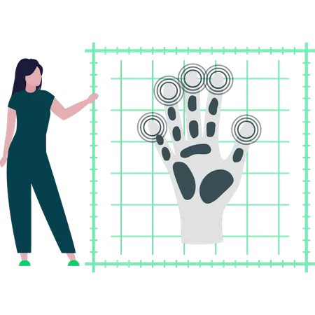 Fille regardant la numérisation dempreintes digitales  Illustration