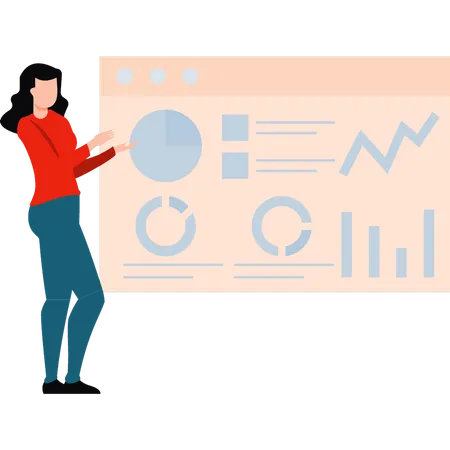 Fille regardant le tableau d'analyse  Illustration