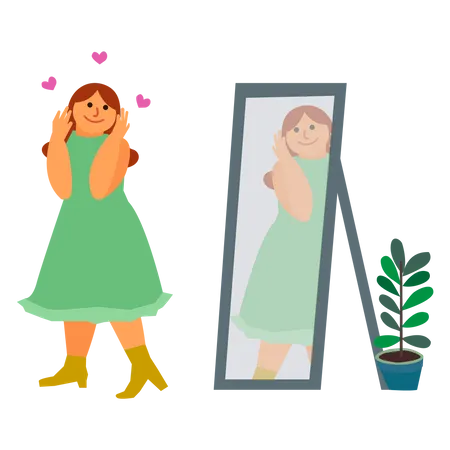 Fille regardant dans un miroir  Illustration