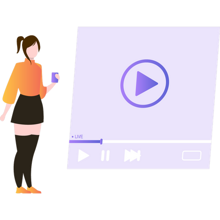 Fille regardant la vidéo en direct  Illustration