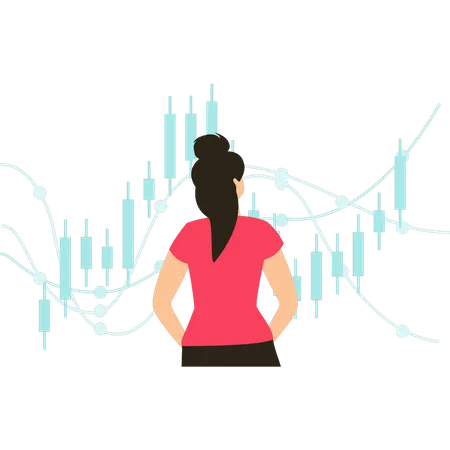 Fille regardant les analyses de marché  Illustration