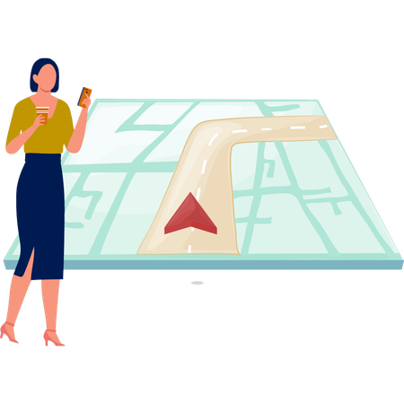 Fille regardant la navigation en ligne  Illustration