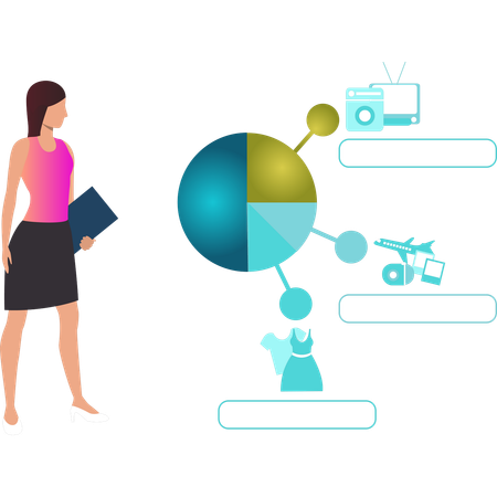 Fille regardant un diagramme circulaire  Illustration