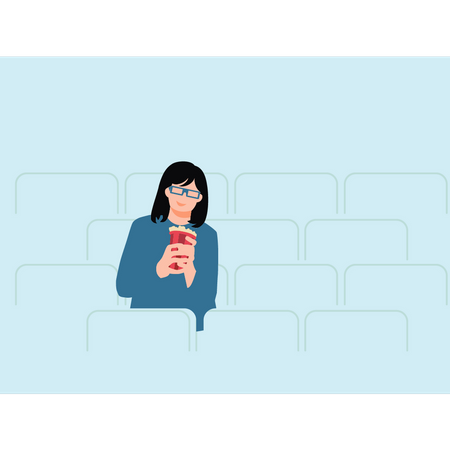 Fille regardant un film au cinéma  Illustration