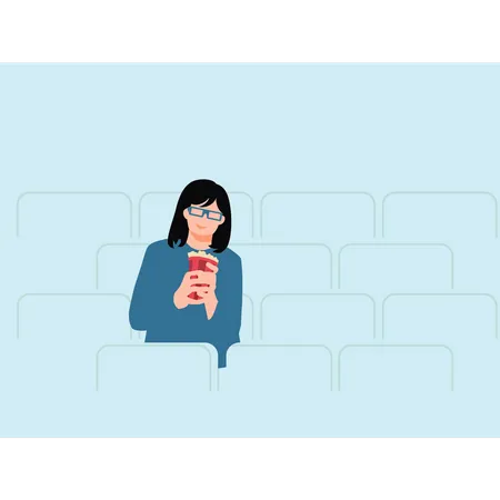 Fille regardant un film au cinéma  Illustration