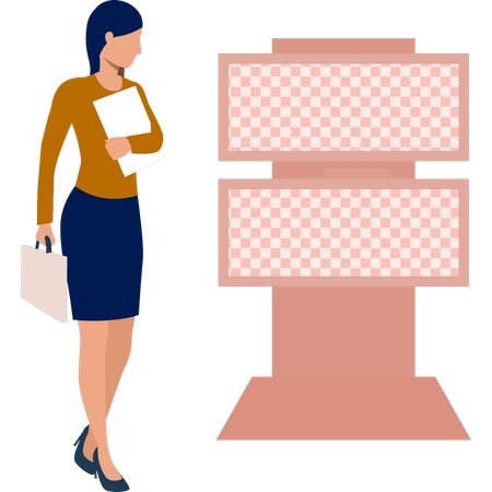 Fille regardant un panneau d'affichage  Illustration