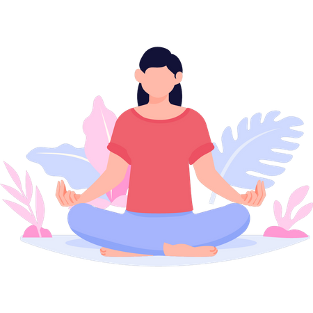 Fille relaxante du yoga  Illustration