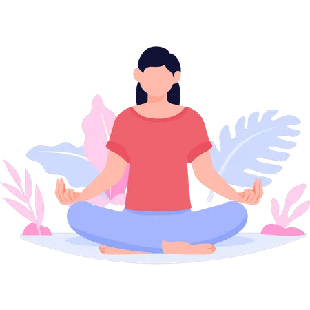 Fille relaxante du yoga  Illustration