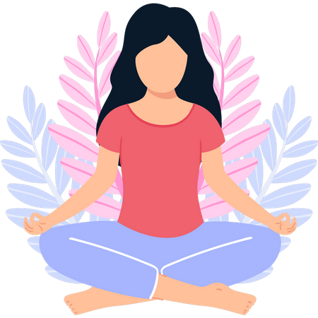 Fille relaxante du yoga  Illustration