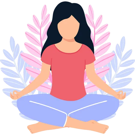 Fille relaxante du yoga  Illustration