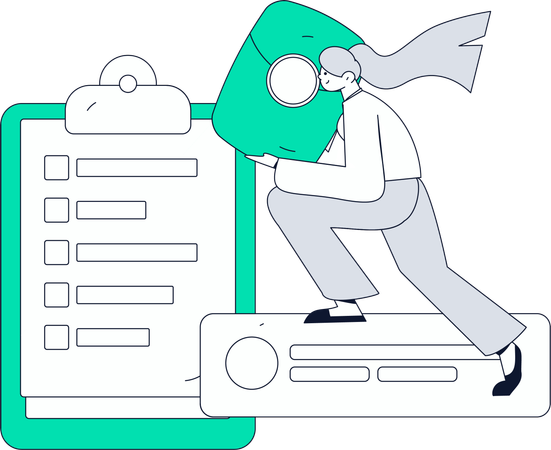 Fille remplissant un questionnaire client  Illustration