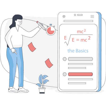 Fille résolvant un problème de mathématiques  Illustration