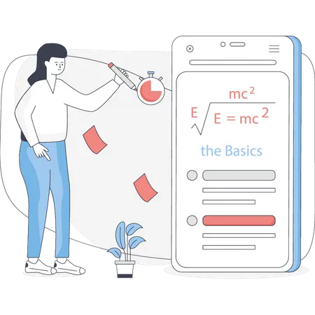 Fille résolvant un problème de mathématiques  Illustration