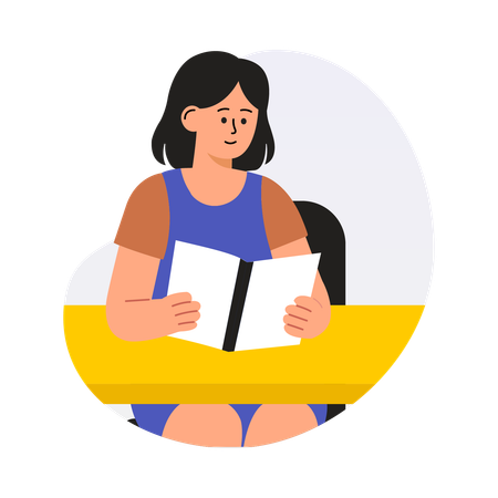 Fille examinant le soutien  Illustration