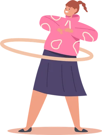 Fille roulant Hula Hoop  Illustration