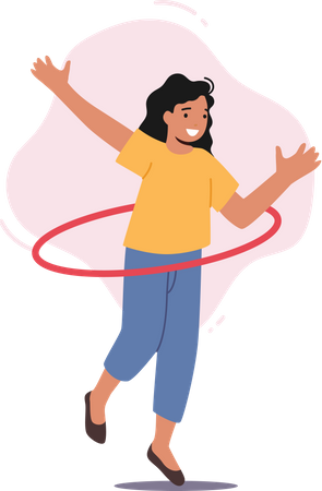 Fille roulant Hula Hoop  Illustration