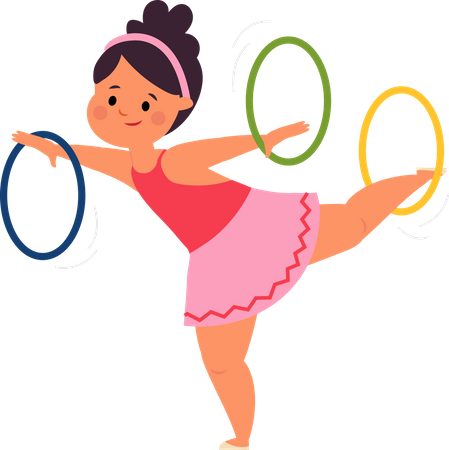 Fille roulant Hula Hoop  Illustration