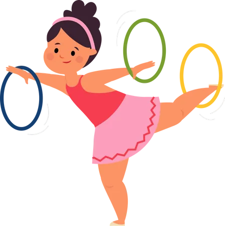 Fille roulant Hula Hoop  Illustration