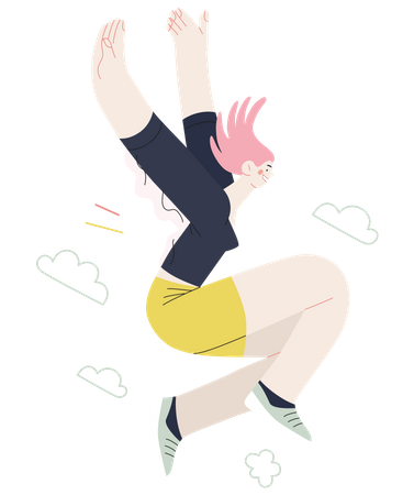 Fille sautant en l'air  Illustration