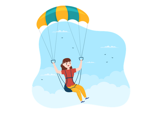 Fille sautant en parachutisme  Illustration