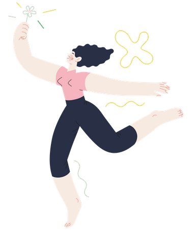Fille sautant joyeusement dans les airs  Illustration