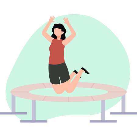 Fille sautant sur le trampoline  Illustration