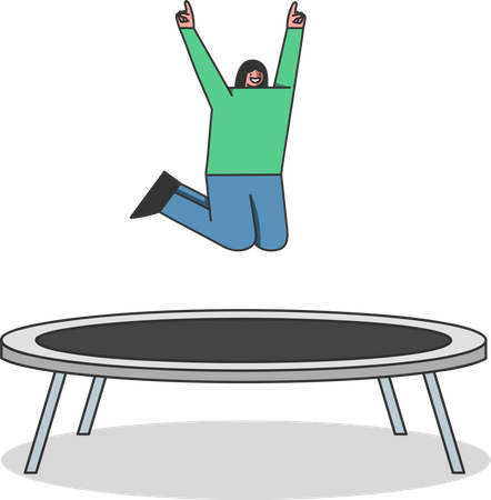 Fille sautant sur le trampoline  Illustration