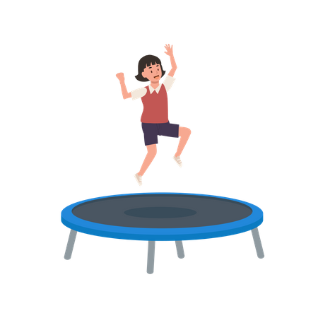 Fille sautant sur le trampoline  Illustration