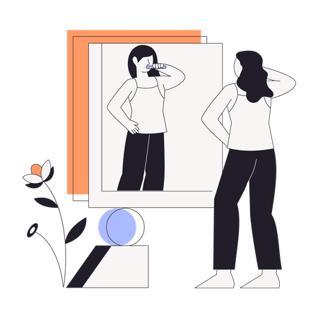 Fille se brossant les dents le matin  Illustration