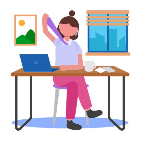 Fille au travail épuisée  Illustration