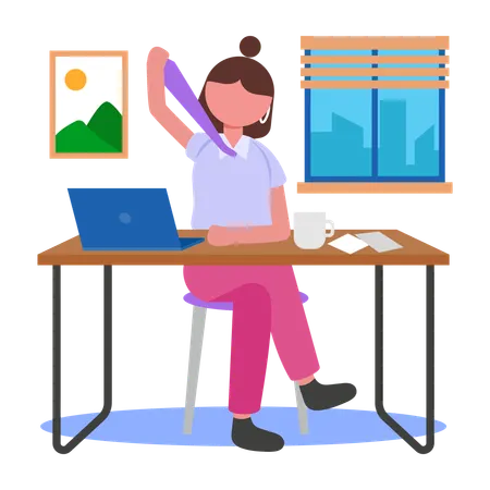 Fille au travail épuisée  Illustration