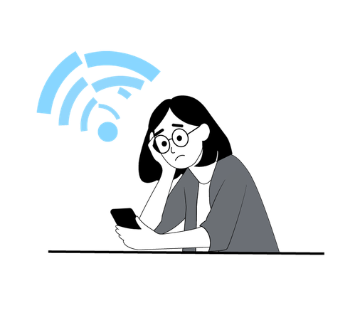 Une fille se déconnecte du Wi-Fi  Illustration