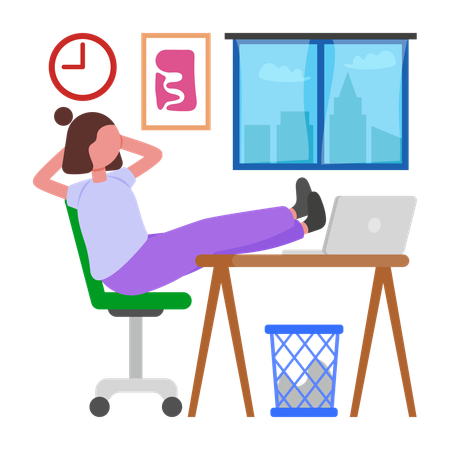 Fille se relaxant au travail  Illustration