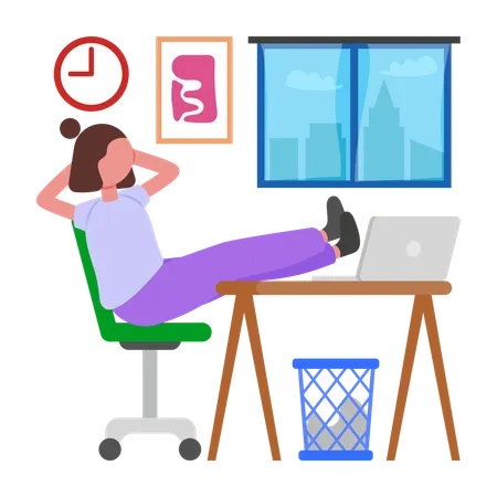 Fille se relaxant au travail  Illustration