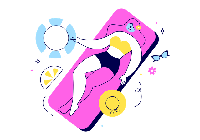 Fille se relaxant en été  Illustration