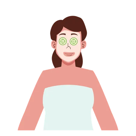 Fille se détendre avec un masque facial  Illustration