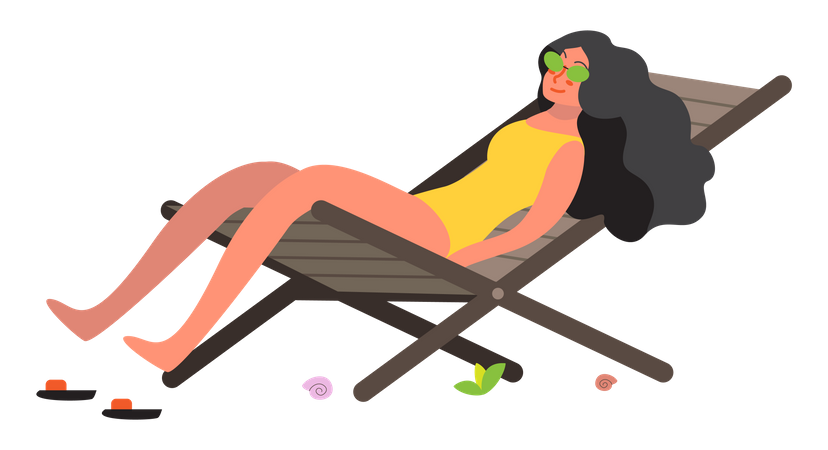 Fille relaxante sur une chaise  Illustration