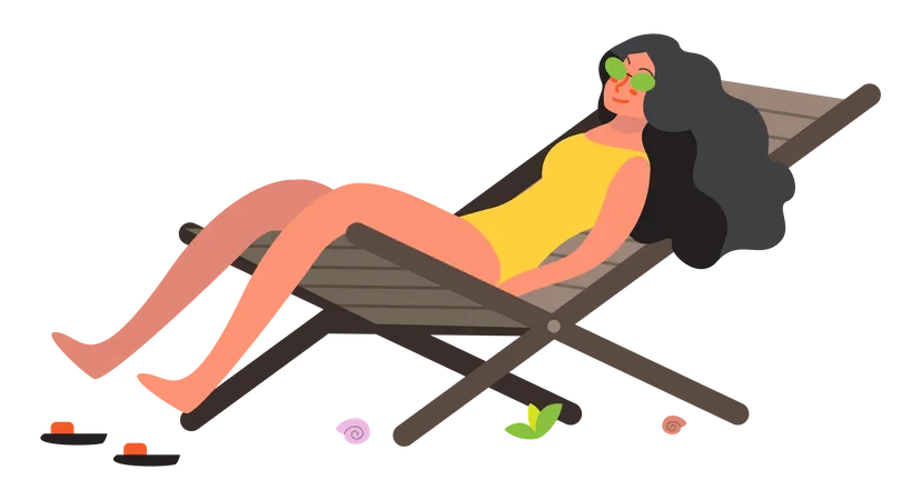 Fille relaxante sur une chaise  Illustration