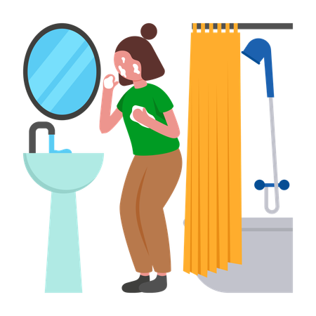 Fille se lavant le visage  Illustration