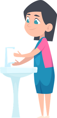 Fille se lavant les mains  Illustration