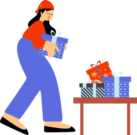 Fille se préparant pour le réveillon de Noël  Illustration