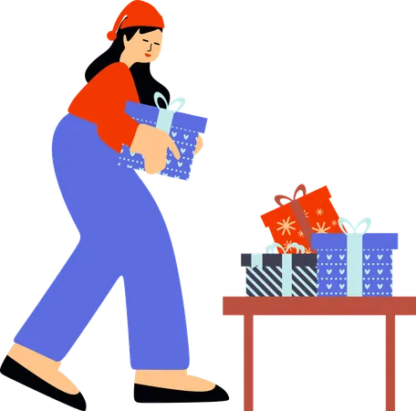 Fille se préparant pour le réveillon de Noël  Illustration