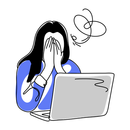 Fille se sentant fatiguée du travail  Illustration