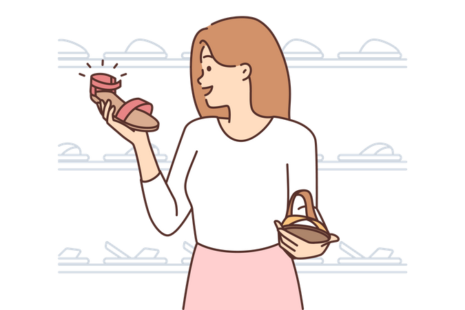 Fille sélectionnant des chaussures  Illustration