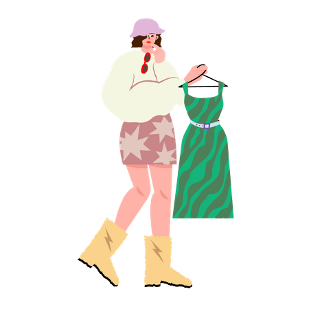 Fille sélectionnant une robe  Illustration