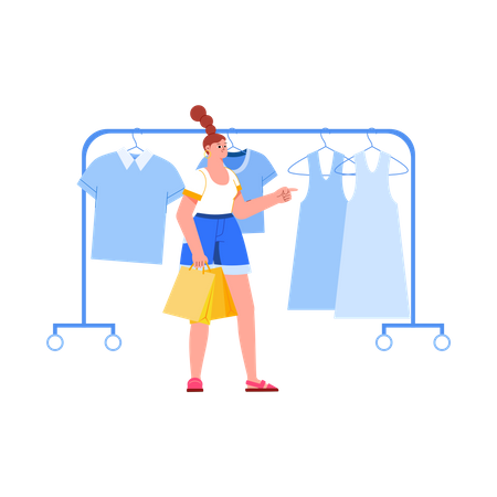 Fille sélectionnant une robe  Illustration