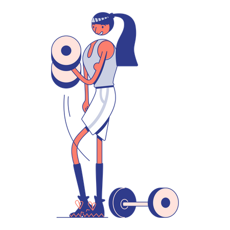 Fille travaillant à la salle de gym  Illustration